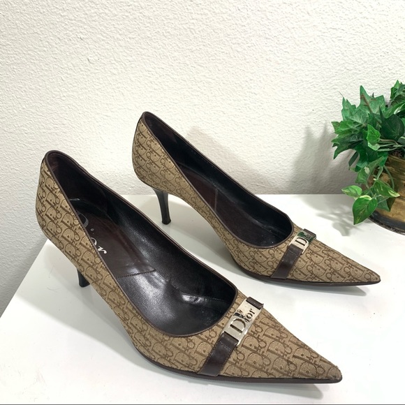 Dior Diorissimo Logo Canvas Pumps Heel Shoe - Picture 7 of 13
